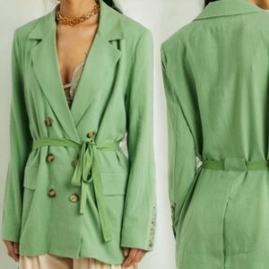 NWOT Free People Olivia linen-blend blazer $168 Large